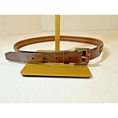 Dockers Brown Leather Belt Unisex Braided Brass Buckle Size L Vintage 1990s