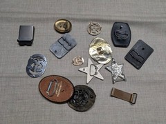vintage modern LOT OF 14 belt buckles WESTERN chrome metal brass