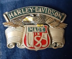 vintage baron Harley Davidson Belt Buckle Solid Brass Eagle Wings