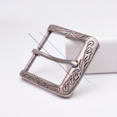 Retro Flower Carved Antique Silver Prong Pin Buckle Men Leather Belt Buckle 40mm