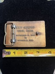 1988 Brass Belt Buckle US Shooting Team Official Sponsor Seoul Korea Olympics