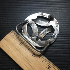 Vintage 1960s Bill Smith Borromean Rings Minimalist Silver Belt Buckle 2.325&Prime;D