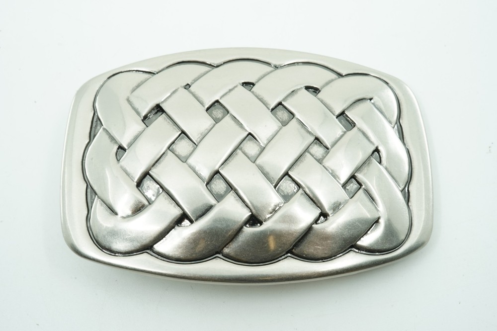 Silver Plated Cross Knot Solid Metal Belt Buckle
