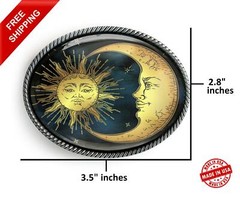 Esoteric Belt Buckle – Celestial Sun & Moon Astrology Handmade Buckle – 36
