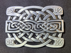 Buckle Rage Belt Buckle Celtic Endless Knot Silver-Tone Braided Art Design EUC