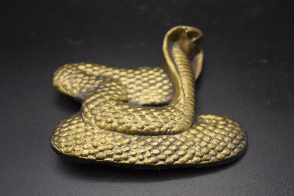 Large Heavy Brass Cobra Snake Buckle-3 1/2&Prime; x 2 1/2&Prime;