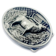 Moose Elk Deer Belt Buckle Western Cowboy American Flag Motorcyclist (YDR-02-S)
