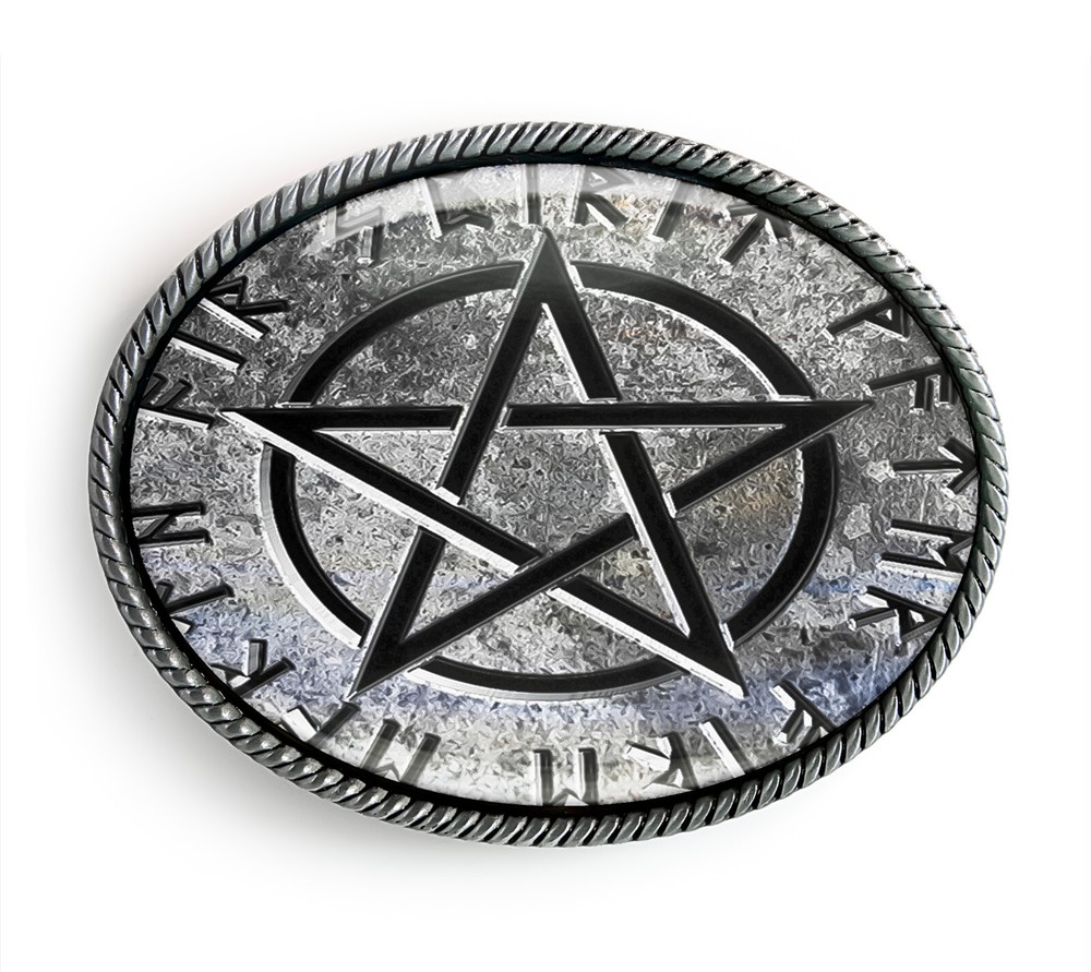 Cryptic Pentagram Belt Buckle – Gothic Occult Wiccan Pentacle Belt Buckle – 161