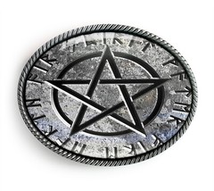 Cryptic Pentagram Belt Buckle – Gothic Occult Wiccan Pentacle Belt Buckle – 161