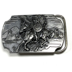 1991 Native American Crazy Horse Sioux Indian Chief Pewter Buckle Arroyo Grande
