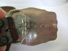 Black Agate Cabochon Stone Buckle & Belt Silver Tone W/ Scroll Accents Size 42