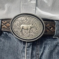 Montana Silversmiths Attitude Show Hog Pig Western Oval Belt Buckle