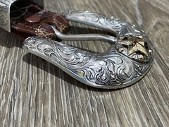 Rare Chet Vogt 14k .925 Sterling Belt Buckle Set XL cowboy Star ✅