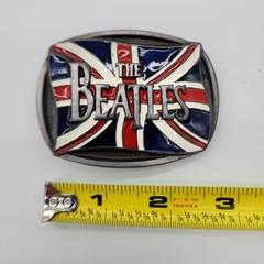 Vintage 1992 The Beatles British Union Jack Pewter Belt Buckle American Legends