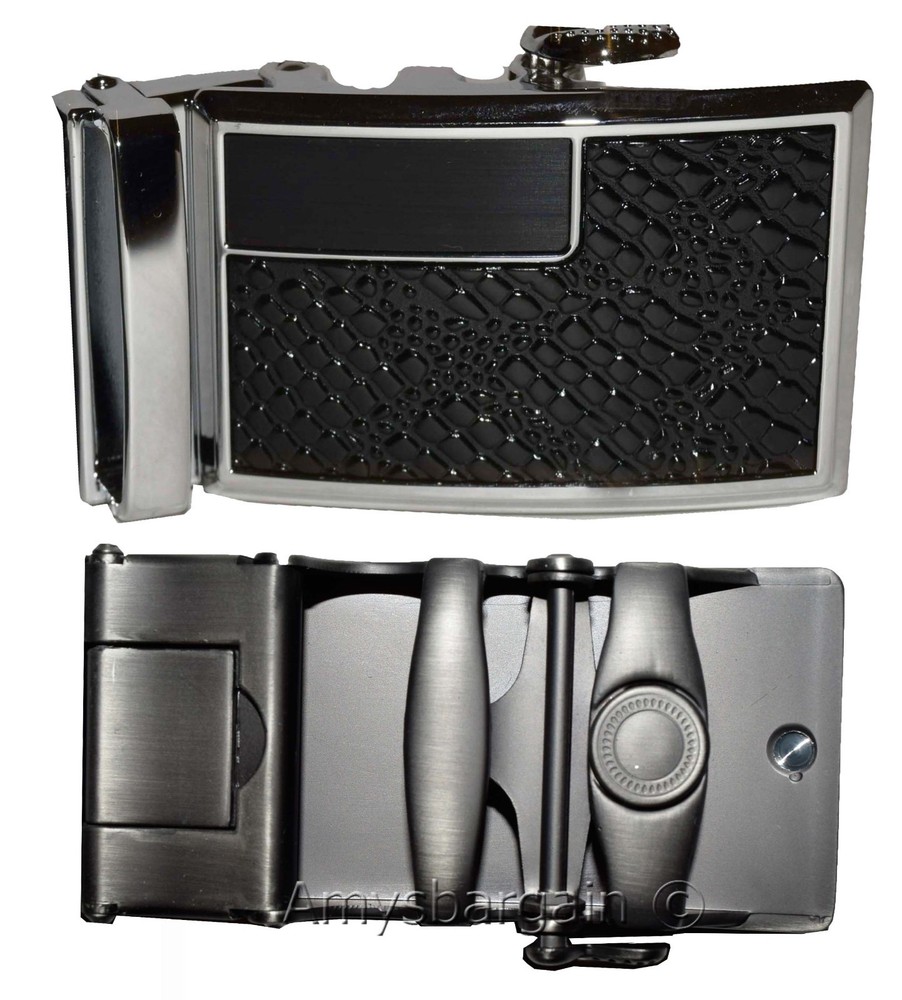 Men’s belt Buckle. Automatic sliding buckle Black and Silver Belt buckle only #7