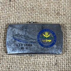 U.S.S. Sierra AD-18 Belt Buckle Military Naval Ship Zippo Vtg