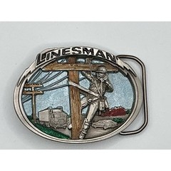 Vintage 1986 The Great American Buckle Co Linesman Pewter Belt Buckle 1809 Mens