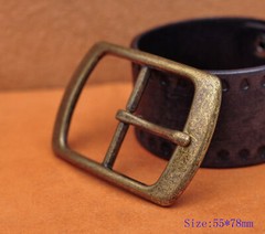 Antique Brass Center Bar Belt Buckle for Leather Belt Replacement Fit 40mm Strap