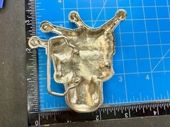 Crowned King Joker Skull Head with Rhinestones Figural Belt Buckle