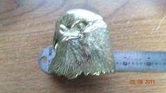 VINTAGE EAGLE HEAD SOLID BRASS BELT BUCKLE BARON 1978 NEW GOLD COLORED
