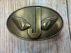 Monogram Flying Letter J Aviator Wings Taiwan Made Belt Buckle