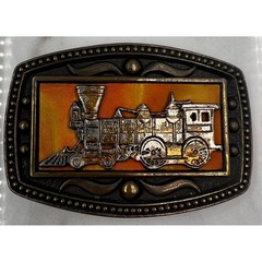 Vtg Steam Train Railroad Locomotive Belt Buckle CII New York