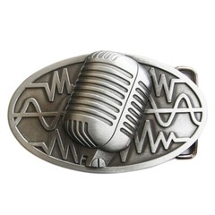 Antique Brushed Silver Microphone Music Oval Belt Buckle also Stock in the US