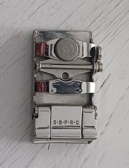 Santa Barbara Polo and Racquet Club Belt Buckle SBPRC Maroon Leather Silver Tone