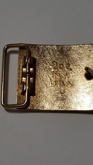 VINTAGE LEE NY BELT BUCKLE WITH BOAT GOLDTONE .MADE IN U.S.A. SIGNED