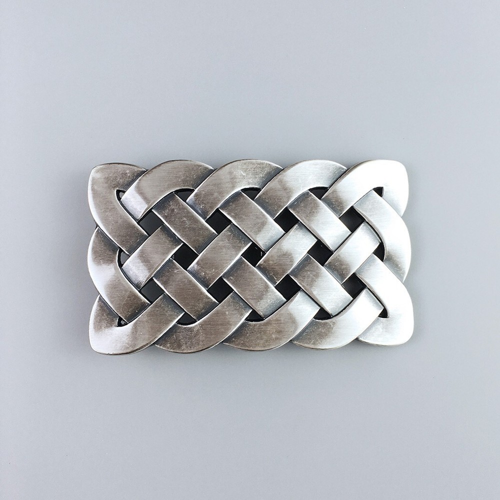 Vintage Silver Plated Cross Celtic Knot Rectangle Belt Buckle Boucle de Ceinture