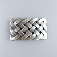 Vintage Silver Plated Cross Celtic Knot Rectangle Belt Buckle Boucle de Ceinture