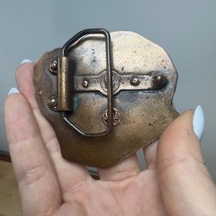 Vintage Copper Tone Deer Hunting Belt Buckle Wildlife Buck Hunter Relief Patina