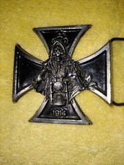 Black Iron Cross Skull Biker Belt Buckle
