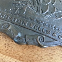 Livingston Wells & Co. Sailing Ship Foreign Domestic Belt Buckle Vintage