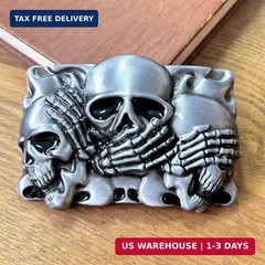 Western Cowboy Belt Buckle for Men, Ghost Skeleton Skull Belt Buckle Gifts for M