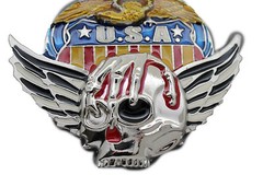 NEW Men Silver Belt Buckle Skull Wings Skeleton USA Army American Eagle Bloody