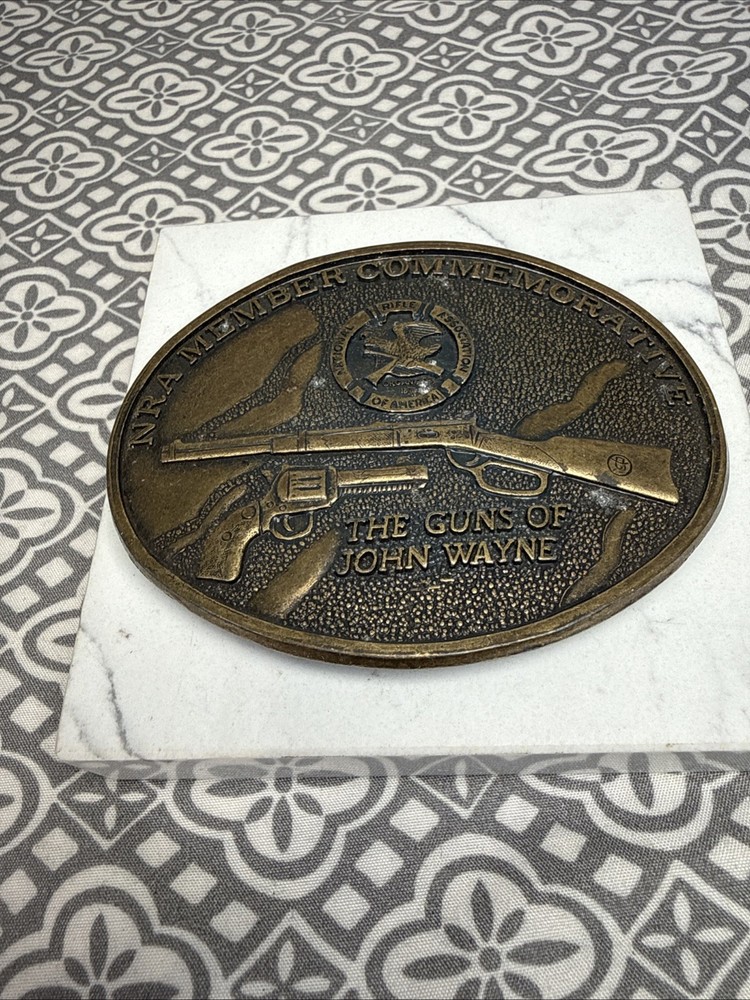 NRA Member Commemorative Brass Belt Buckle, “The Guns Of John Wayne.”