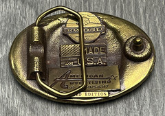 Vintage Aluminum Brick Glass Workers Union Belt Buckle Gold Tone USA AFL CIO