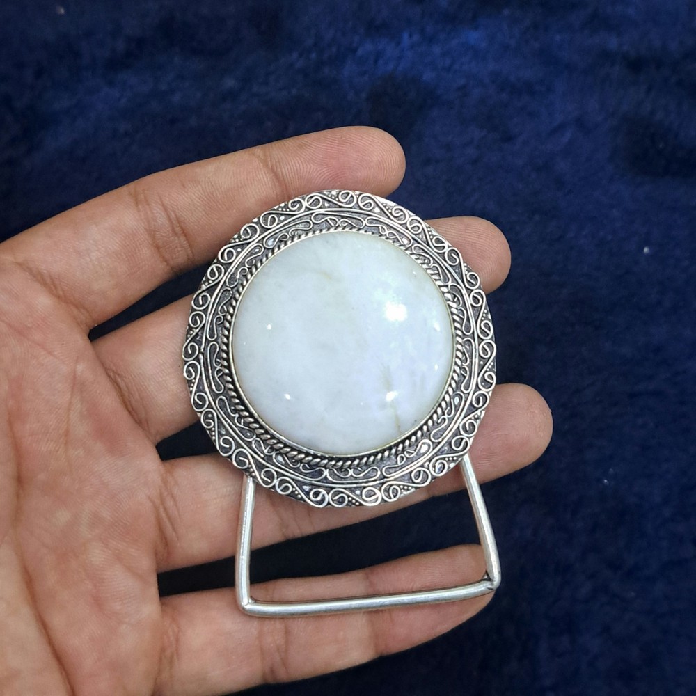 Handmade Belt Buckle Natural Scolecite Gemstone Western Belt Buckle For Men