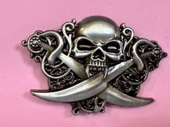 Creepy Skull Head Vampire Teeth Swords Snake Halloween Gothic Biker Belt Buckle