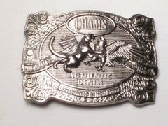 CHAMS belt buckle ornate metal Authentic Denim since 1977 Product of USA