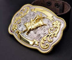 ROCK BULL RIDE RODEO LONG HUGE RODEO BIG COWBOY TEXAS WESTERN SHINE BELT BUCKLE