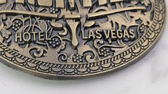 Frontier Las Vegas Hotel Casino Belt Buckle Brass Oval 3.25”x2.5” Longhorn