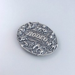 Vintage Silver Plated Rodeo Cowboy Man Western Belt Buckle Boucle de ceinture