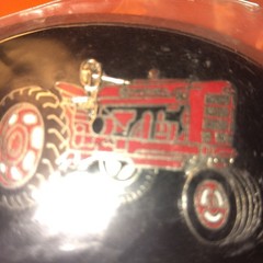 Vintage Farmall Red Tractor Oval Belt Buckle Black Silver Tone Men Accessory