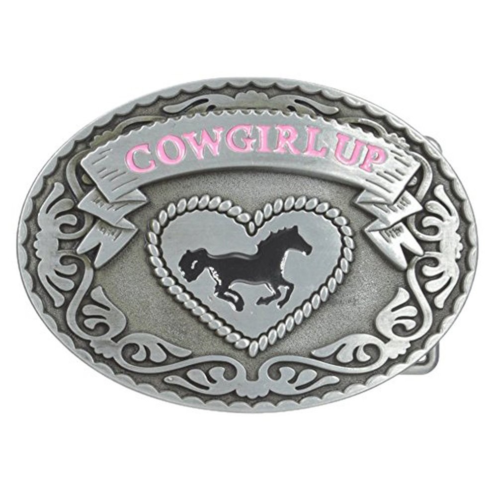 Men&rsquo;s Belt Buckle, 3D Horse Belt Buckle, Western Cowboy Oval Scroll fo…