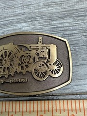 Vintage John Deere D Tractor Belt Buckle Brass Farm Equipment Western Mens