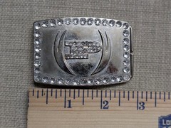 vintage Y2K rhinestone PHAT FARM belt buckle STUDDED chrome western cowboy
