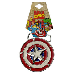 Marvel Avengers Captain America 3D Shield Enameled Metal 3&Prime; Round Belt Buckle