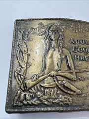 Vintage 1970s Brass Adolph Coors Beer Brewery Large Belt Buckle Native American